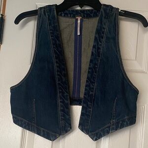Free People Dark Blue Denim Vest